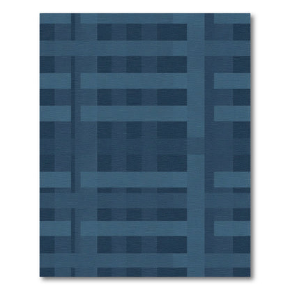 Deep Blue Grid Stripe Rug