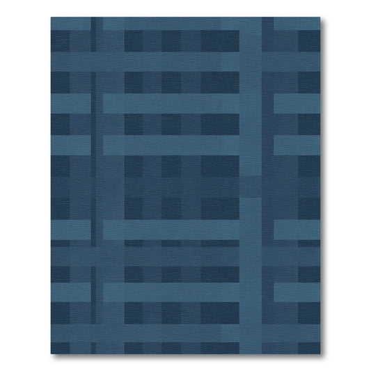 Deep Blue Grid Stripe Rug