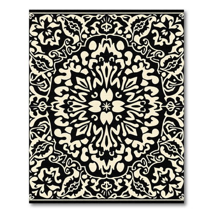 Black Ivory Ornate Floral Medallion Rug