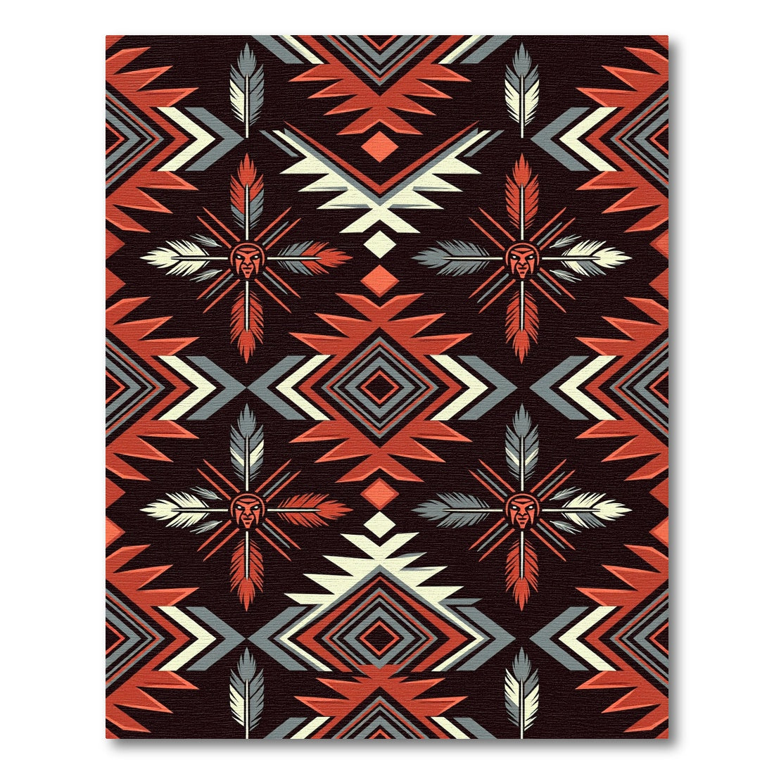 Tribal Geometric Earthy Feather Rug