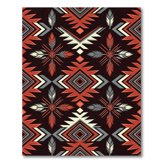 Tribal Geometric Earthy Feather Rug