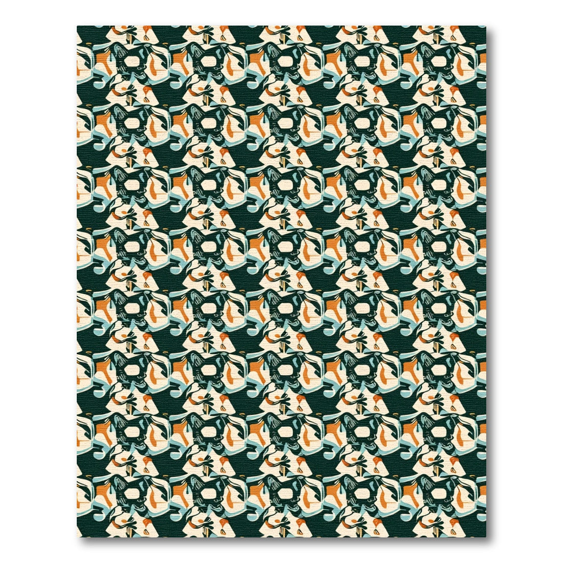 Abstract Orange Teal Ivory Harmony Rug
