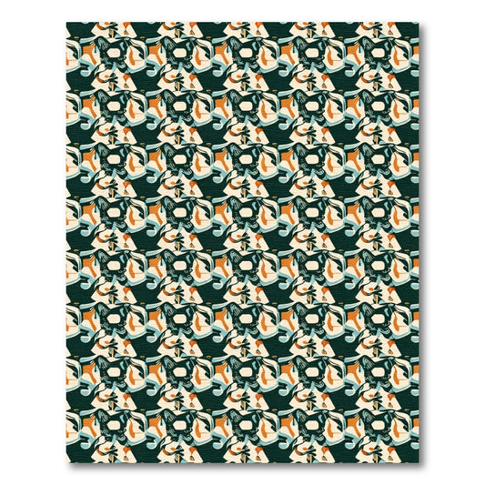 Abstract Orange Teal Ivory Harmony Rug
