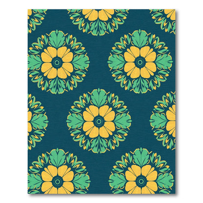 Yellow Green Floral Medallion Rug