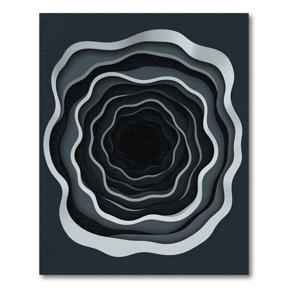 Monochrome Abstract Concentric Ripple Rug