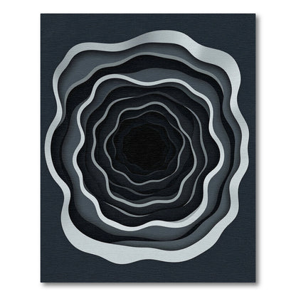 Monochrome Abstract Concentric Ripple Rug