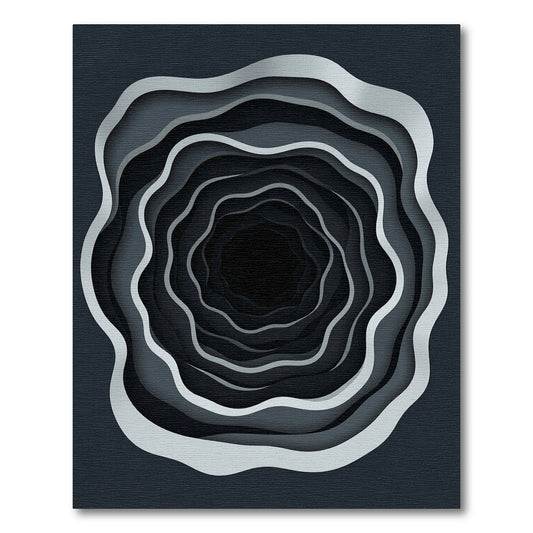 Monochrome Abstract Concentric Ripple Rug