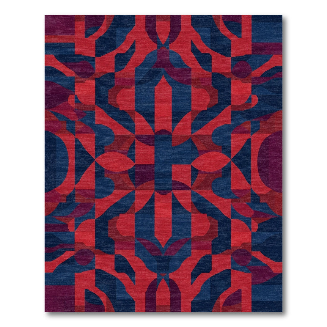 Crimson Navy Geometric Abstract Shape Rug