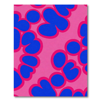 Vibrant Pink Blue Abstract Blobs Rug