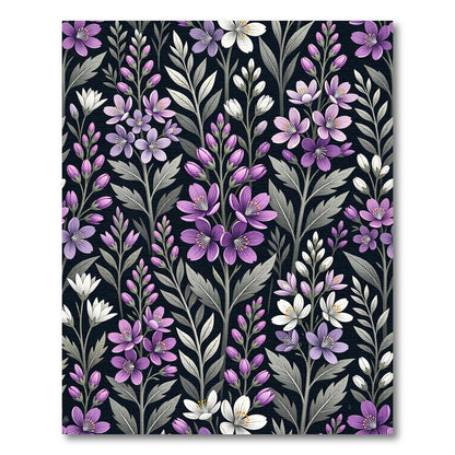 Purple White Floral Branch Composition Rug