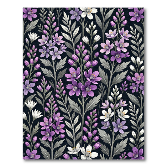 Purple White Floral Branch Composition Rug