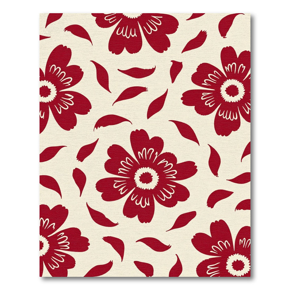 Crimson Petal Bloom Garden Accent Rug