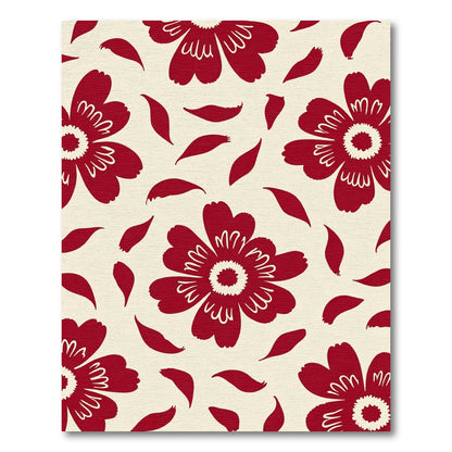 Crimson Petal Bloom Garden Accent Rug