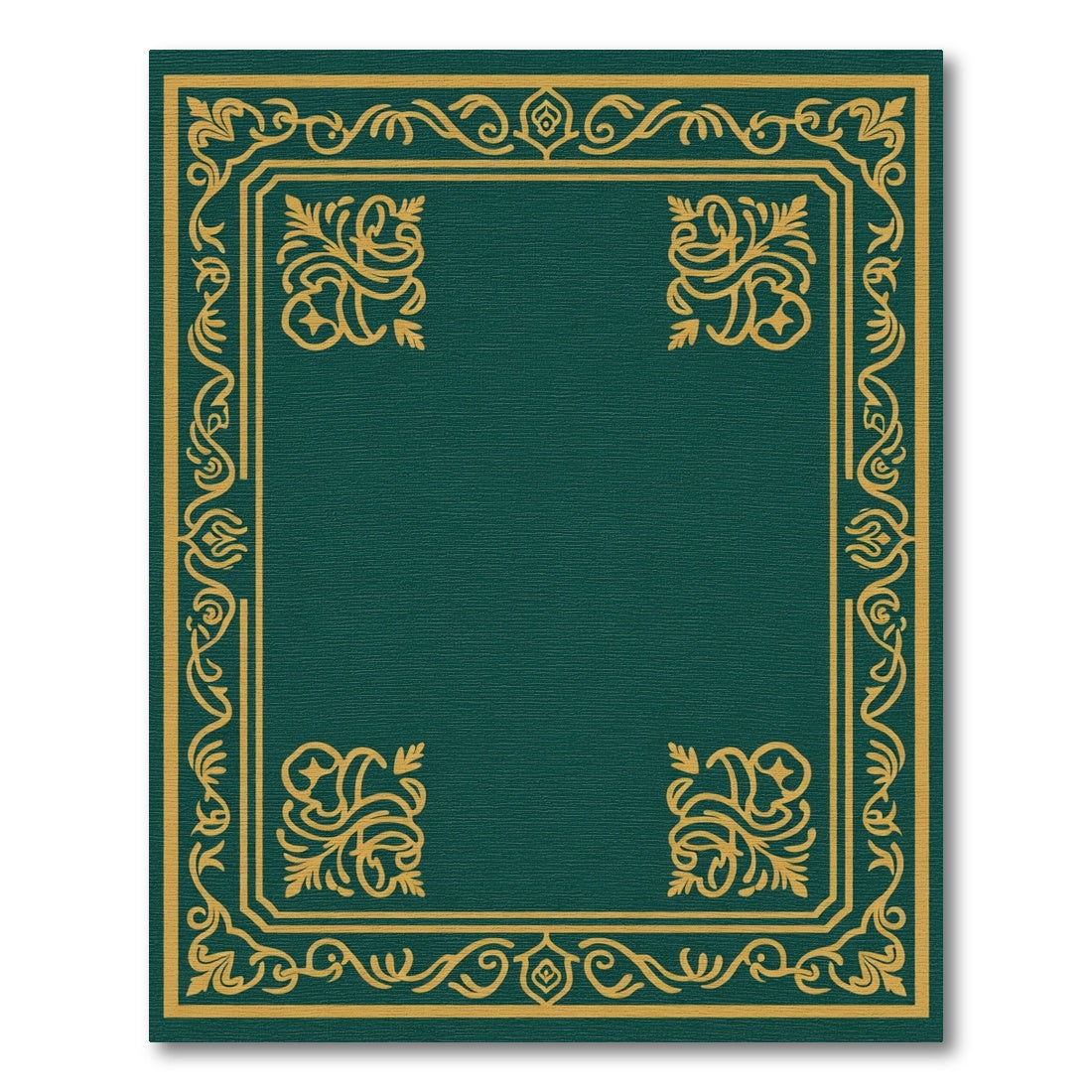 Emerald Gold Ornate Scrollwork Border Rug