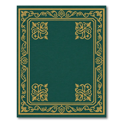 Emerald Gold Ornate Scrollwork Border Rug