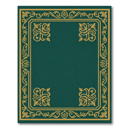 Emerald Gold Ornate Scrollwork Border Rug