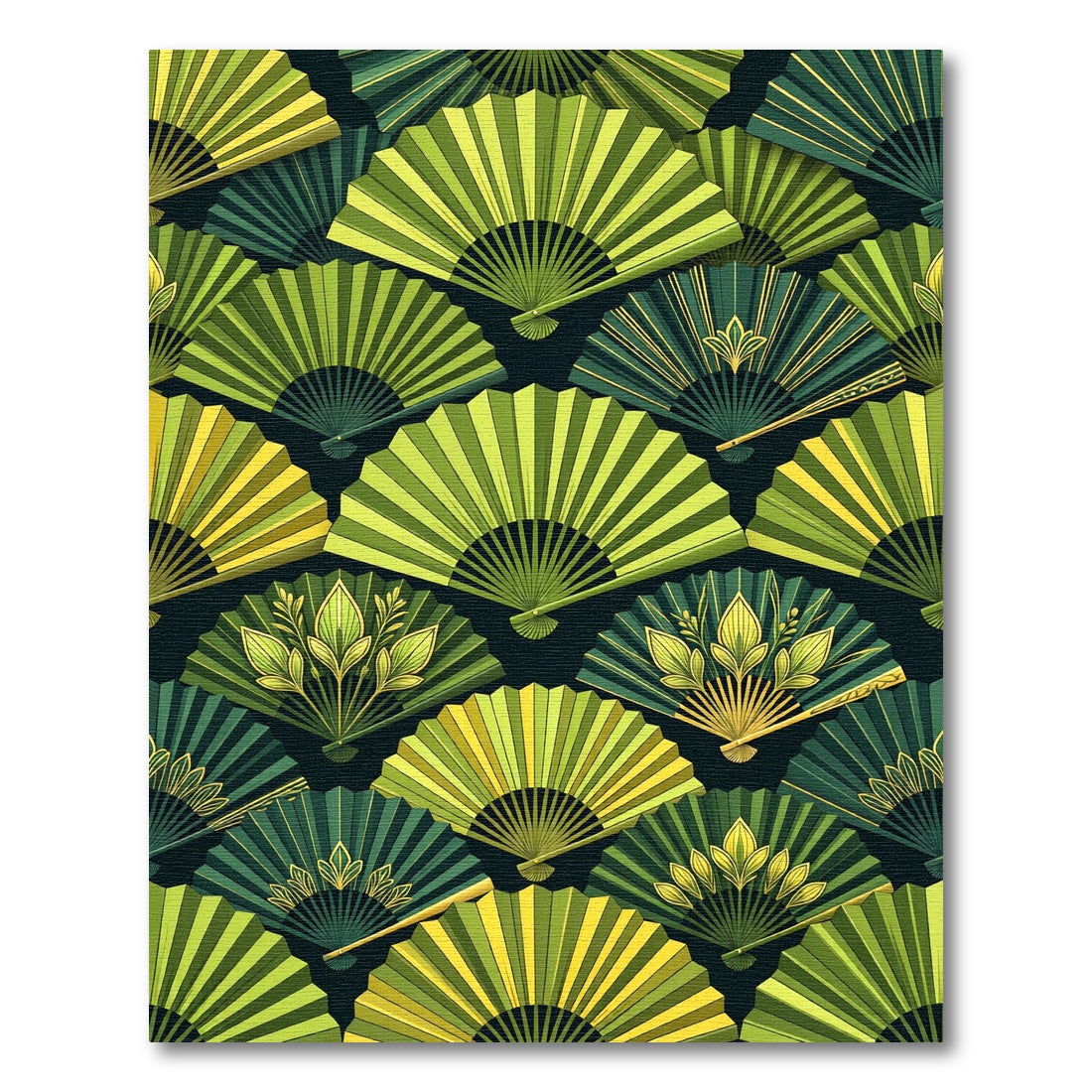 Emerald Green Fan Medallion Composition Rug