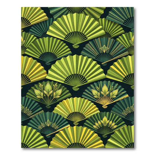 Emerald Green Fan Medallion Composition Rug