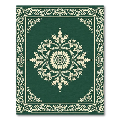 Green Floral Medallion Border Rug