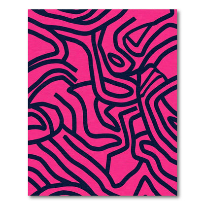 Vibrant Pink Abstract Flowing Lines Rug