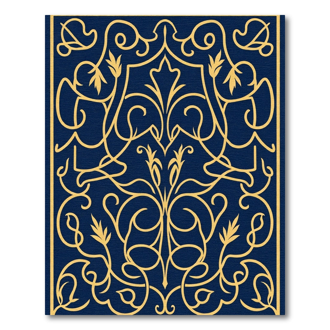 Classic Blue Gold Vine Scroll Rug