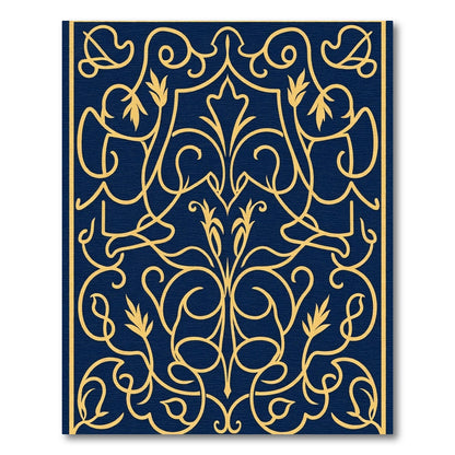 Classic Blue Gold Vine Scroll Rug