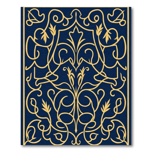 Classic Blue Gold Vine Scroll Rug