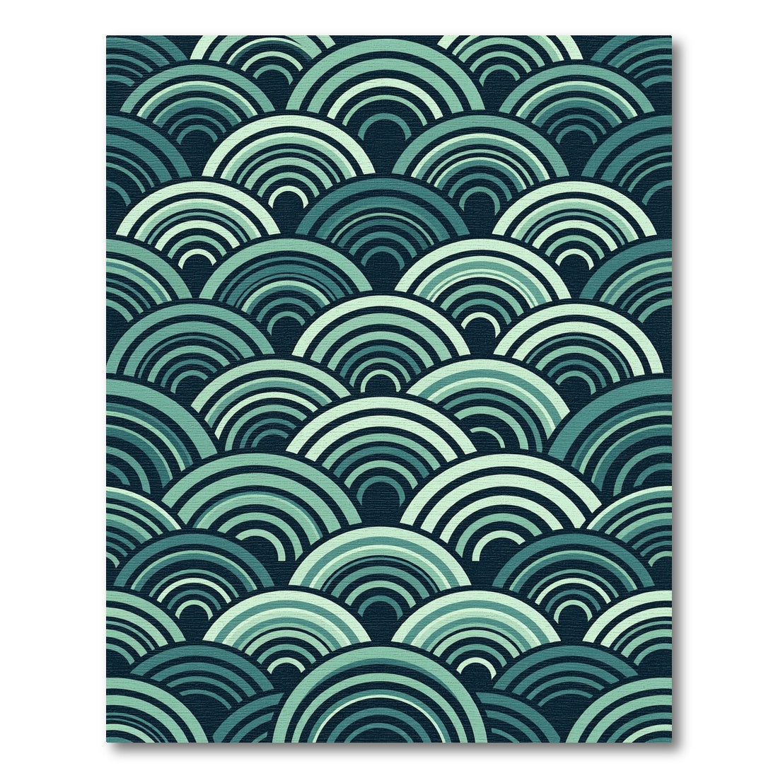 Teal Rainbow Scale Waves Rug