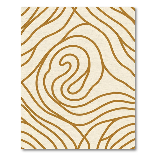 Creamy Gold Abstract Swirl Rug