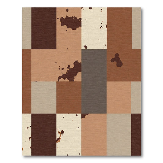 Earthy Brown And Tan Patchwork Rug