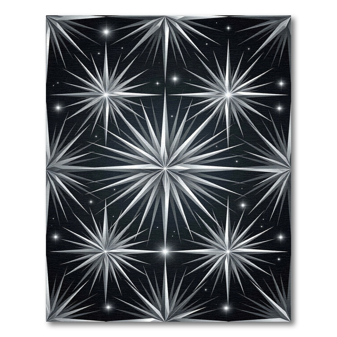 Monochrome Celestial Starburst Geometric Art Rug