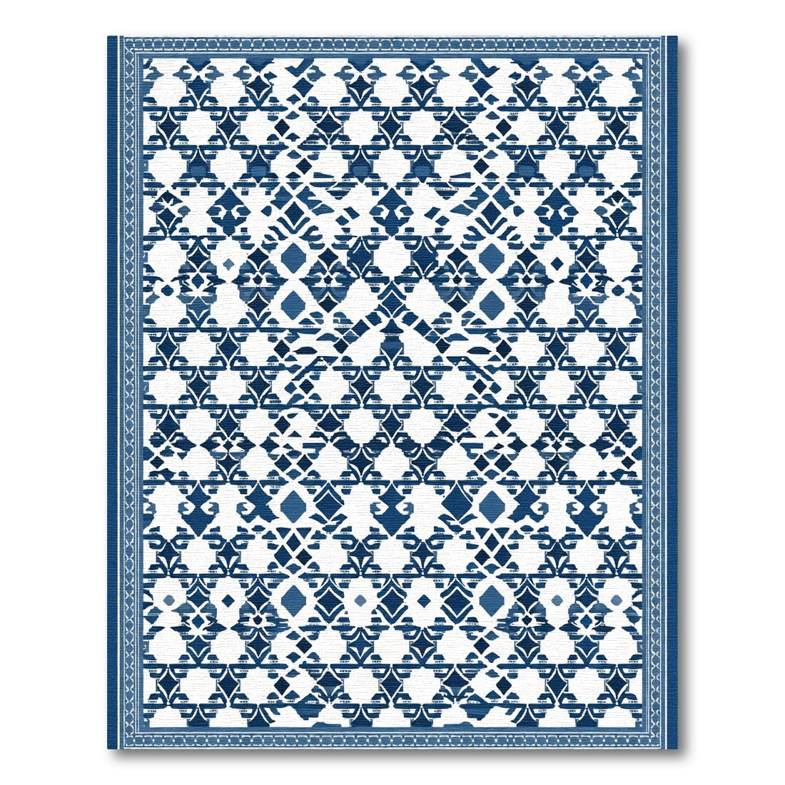 Indigo White Lattice Diamond Rug