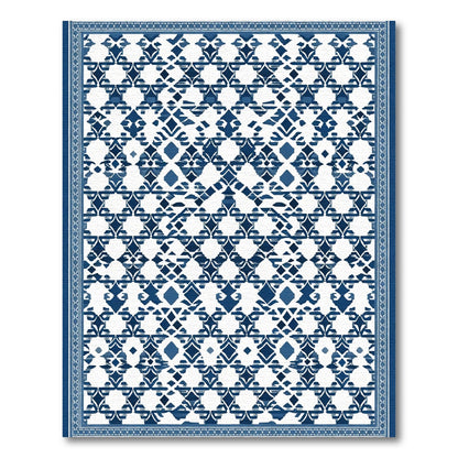 Indigo White Lattice Diamond Rug
