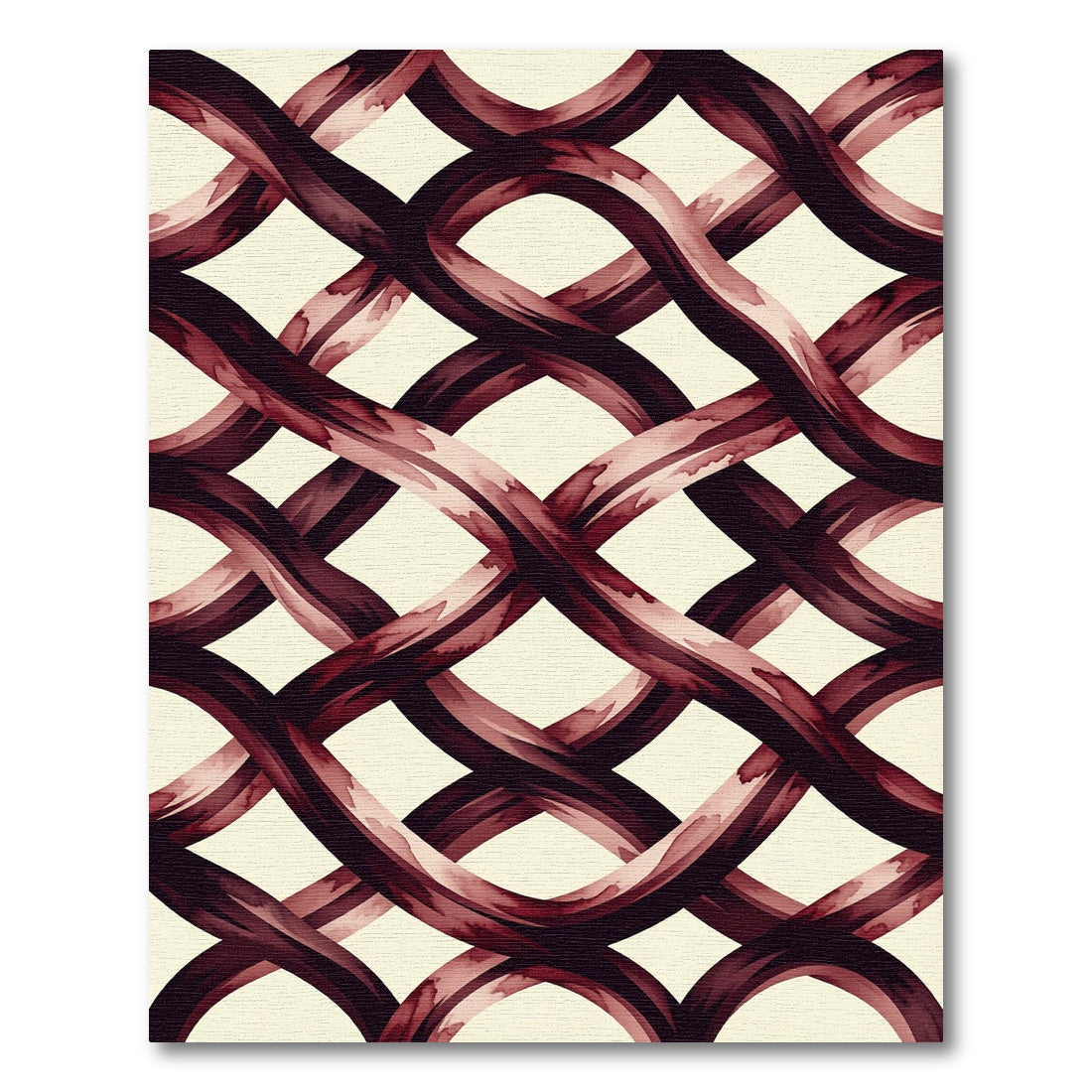 Deep Burgundy Interlocking Ribbon Weave Rug