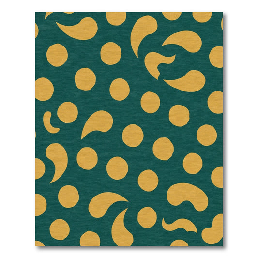 Verdant Gold Polka Droplet Composition Rug