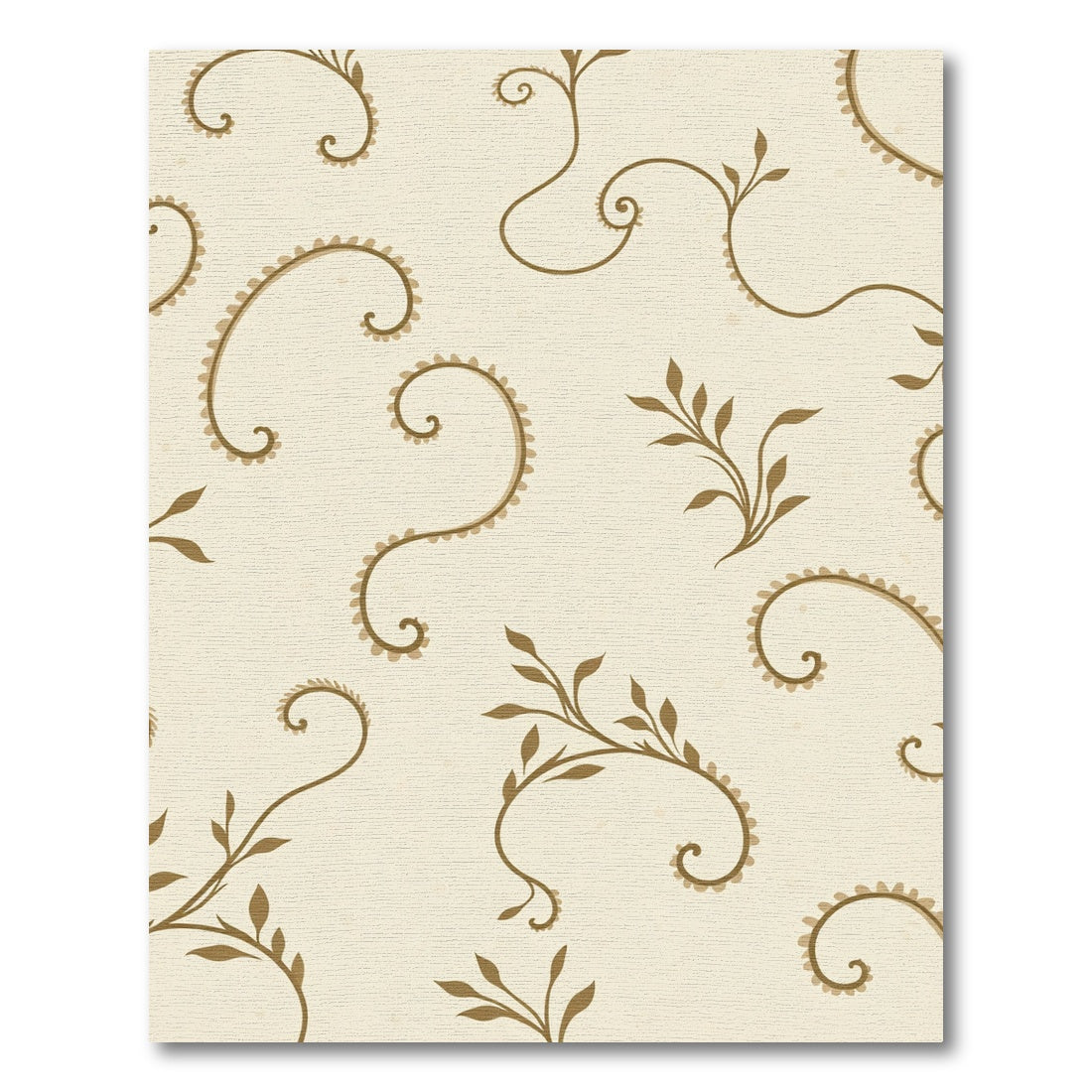 Cream Brown Botanical Swirl Vines Rug