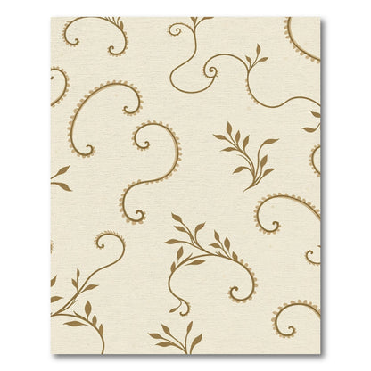 Cream Brown Botanical Swirl Vines Rug