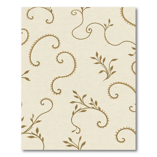 Cream Brown Botanical Swirl Vines Rug