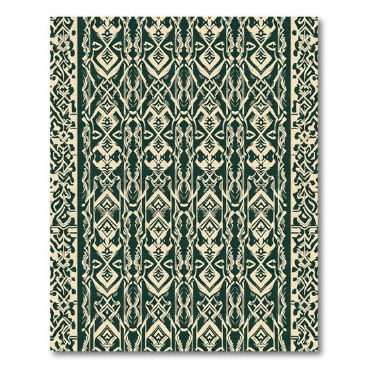 Emerald Green Cream Vintage Ornate Rug