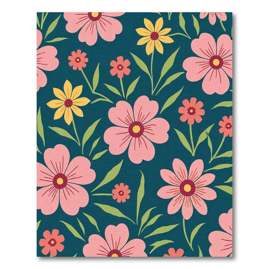 Pink Yellow Coral Floral Arrangement Rug