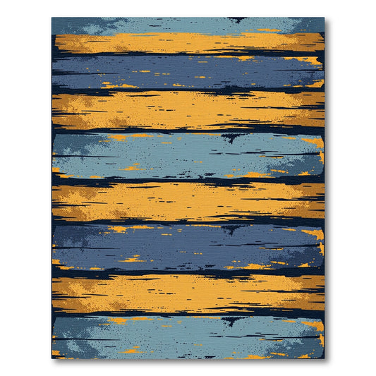 Rustic Blue and Golden Horizontal Stripes Rug