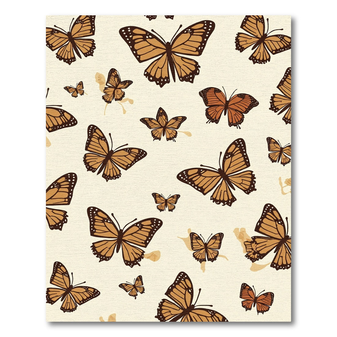 Orange Monarch Butterflies Scattered Cream Rug