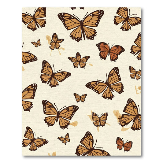 Orange Monarch Butterflies Scattered Cream Rug