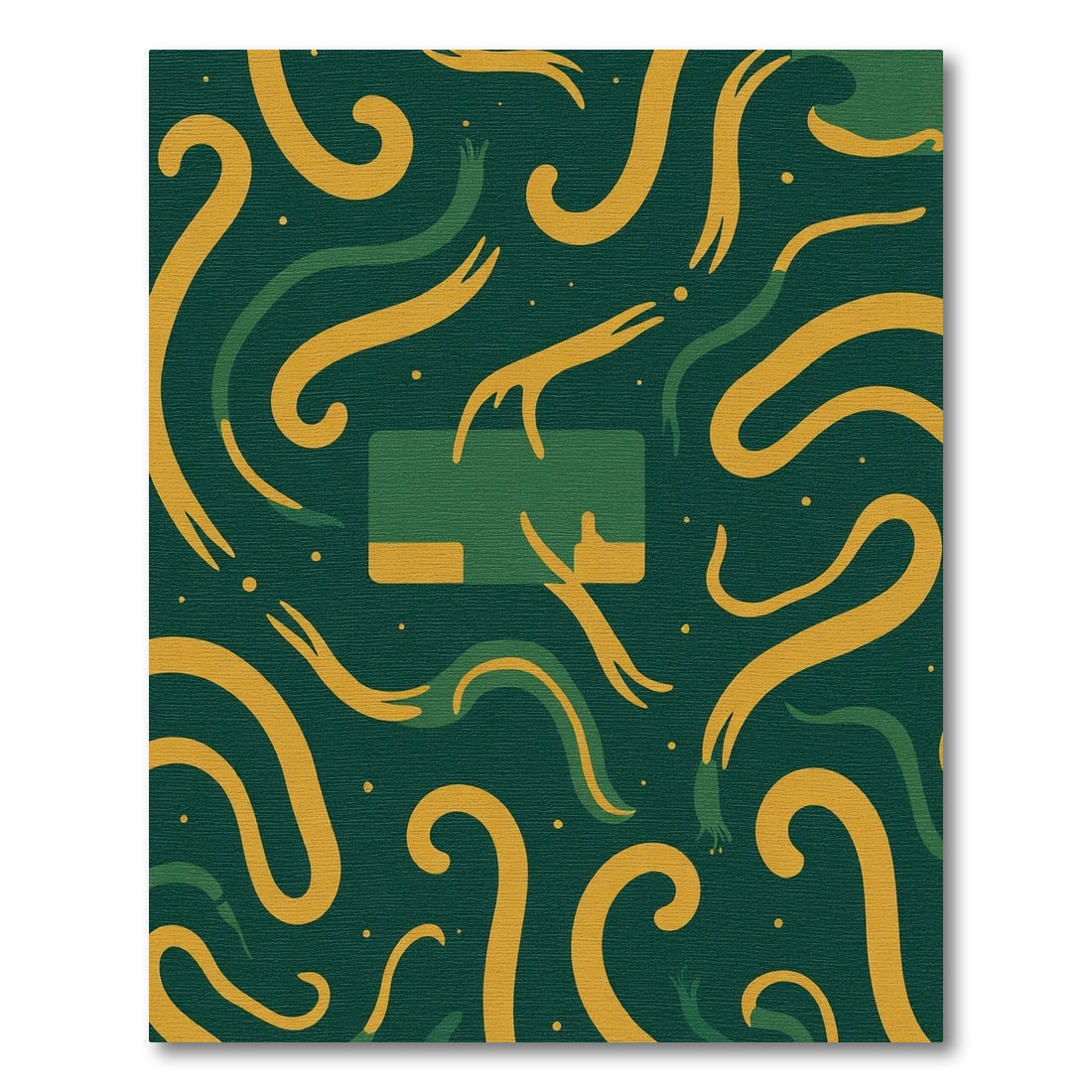 Green and Gold Abstract Swirls Rug