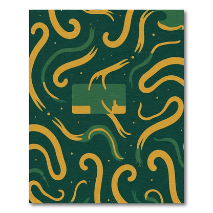 Green and Gold Abstract Swirls Rug