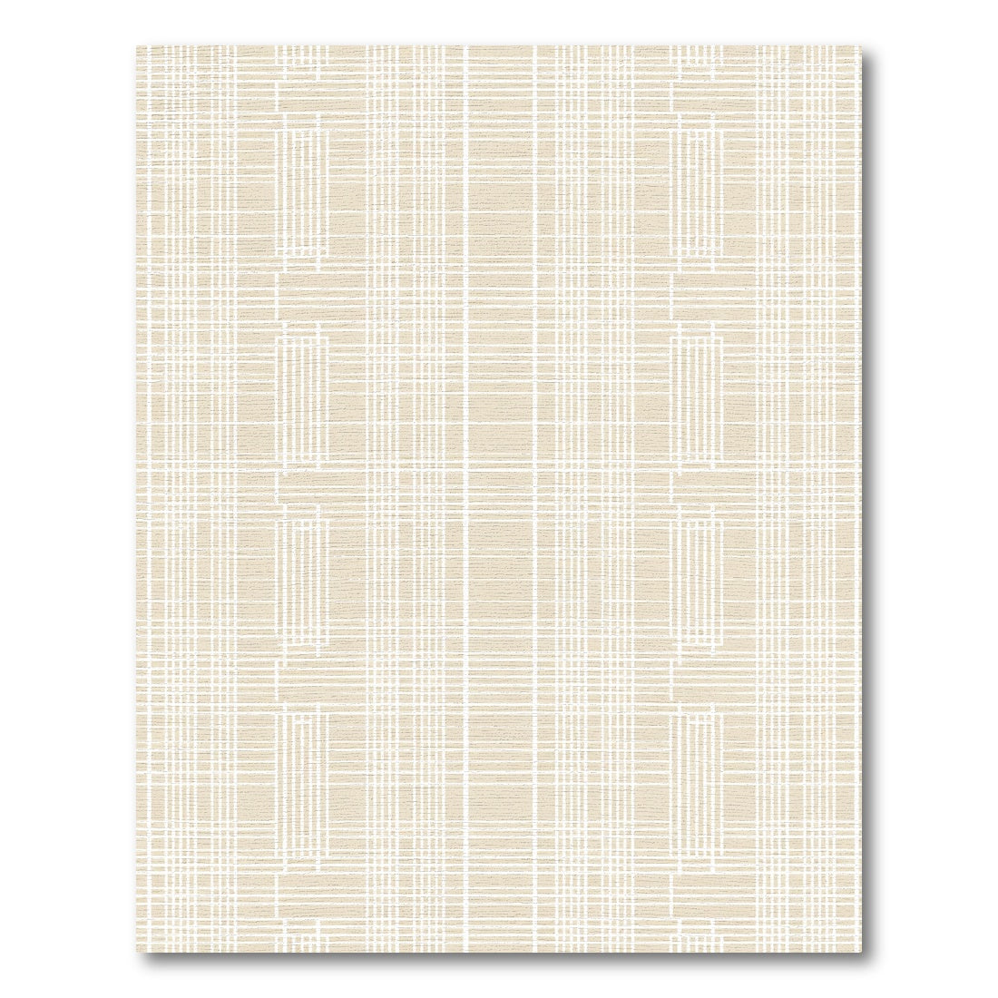 Neutral Beige Textured Grid Rug