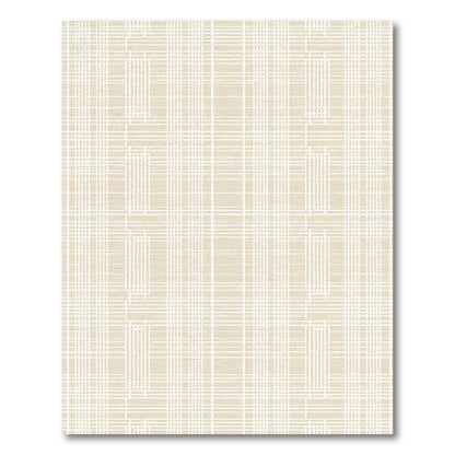 Neutral Beige Textured Grid Rug