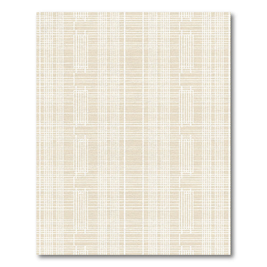 Neutral Beige Textured Grid Rug