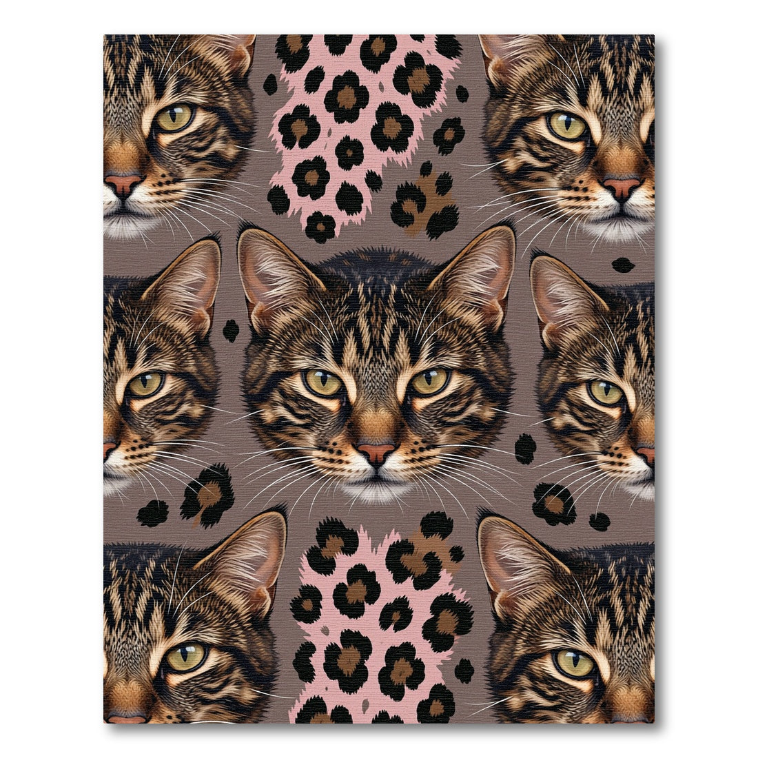 Feline Faces with Pink Leopard Spots Rug