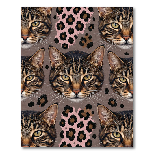 Feline Faces with Pink Leopard Spots Rug